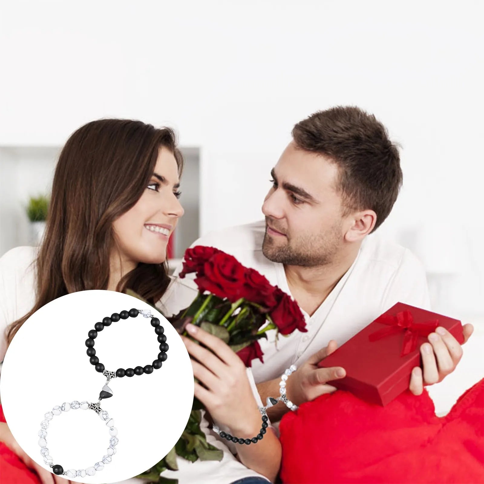 White and Black Couple Friendship Bracelet