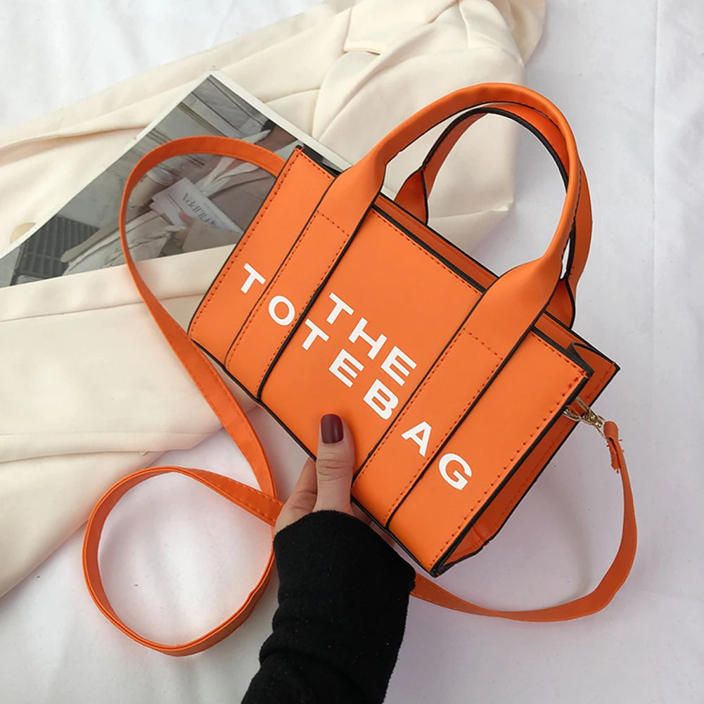 Contrast Letter PU Leather Crossbody Bag