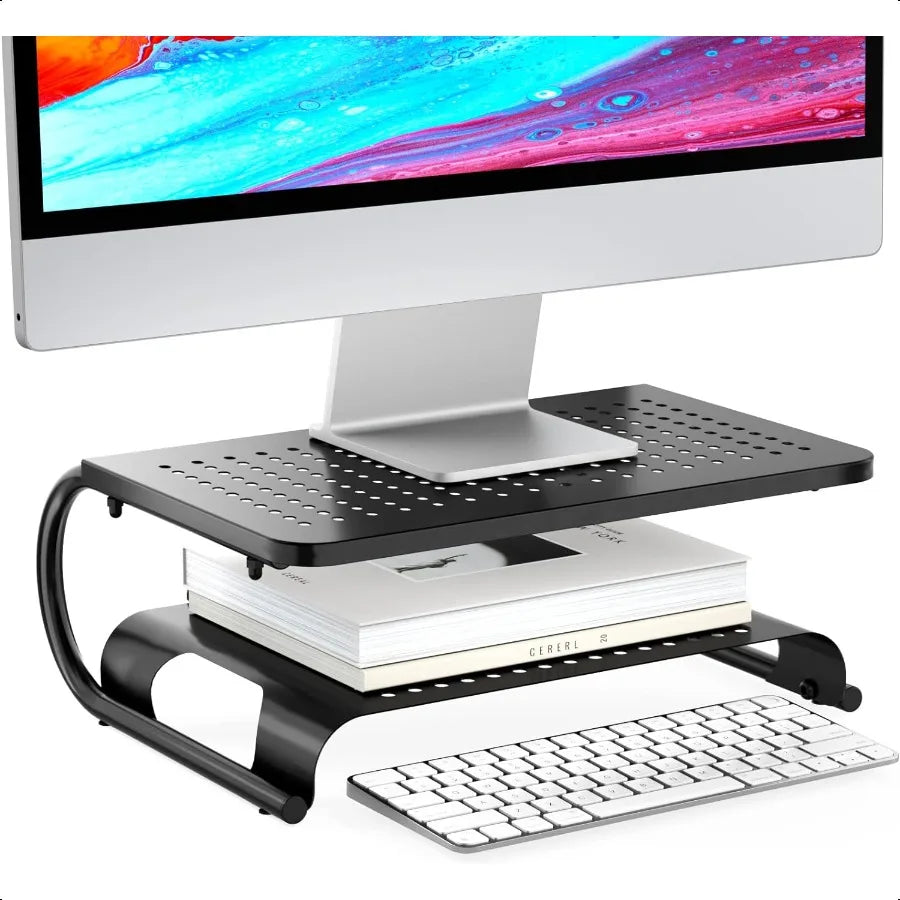 Metal Monitor Stand Riser with Shelf