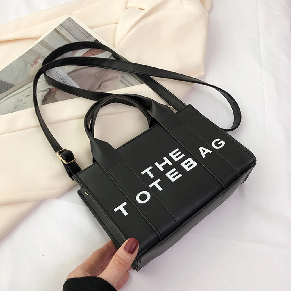 Contrast Letter PU Leather Crossbody Bag