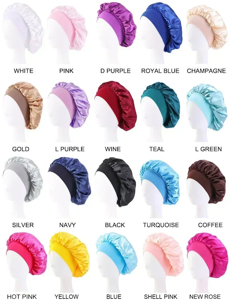 Satin Wide-Brim Silk Sleep Nightcap
