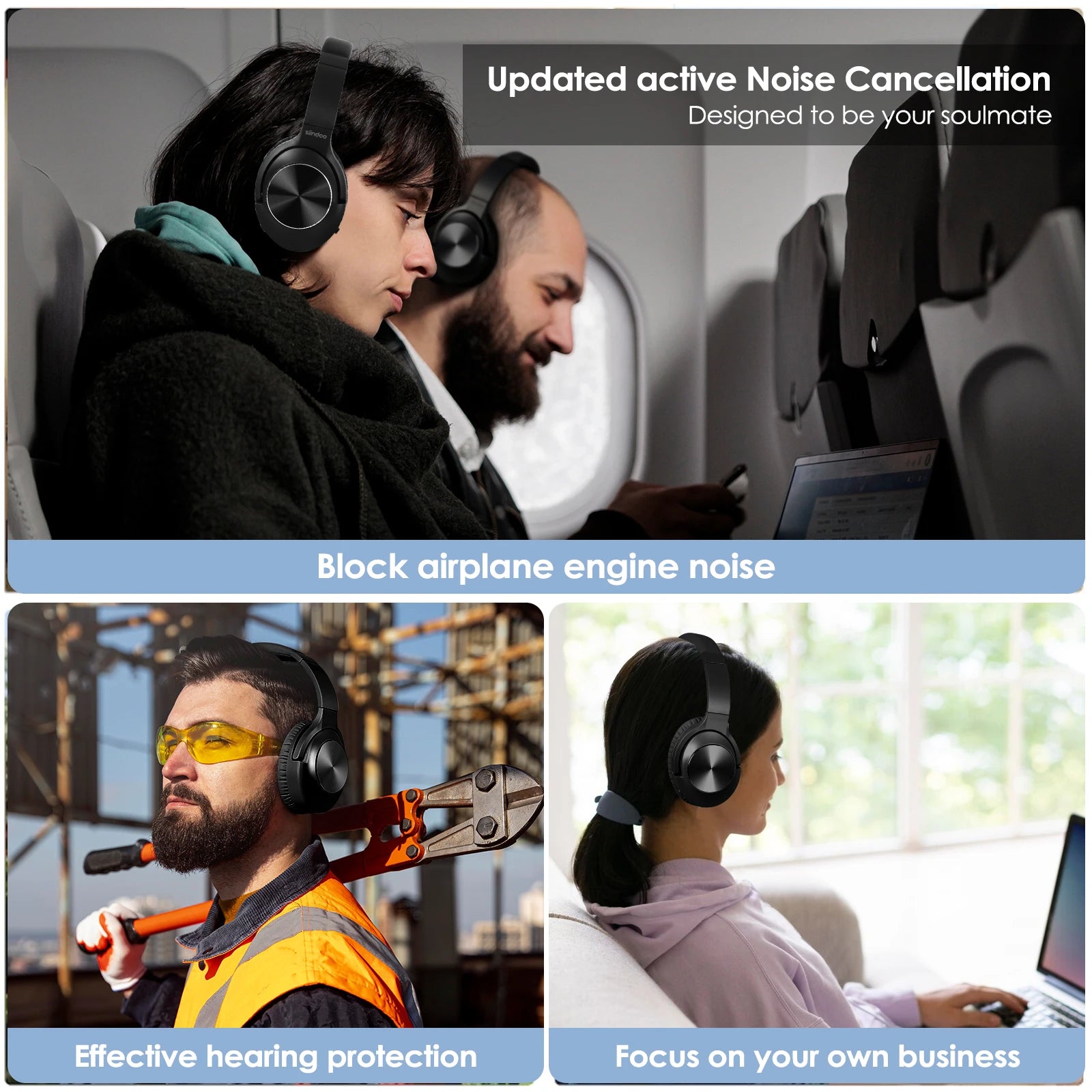 Siindoo ANC Kabellose Bluetooth-Kopfhörer