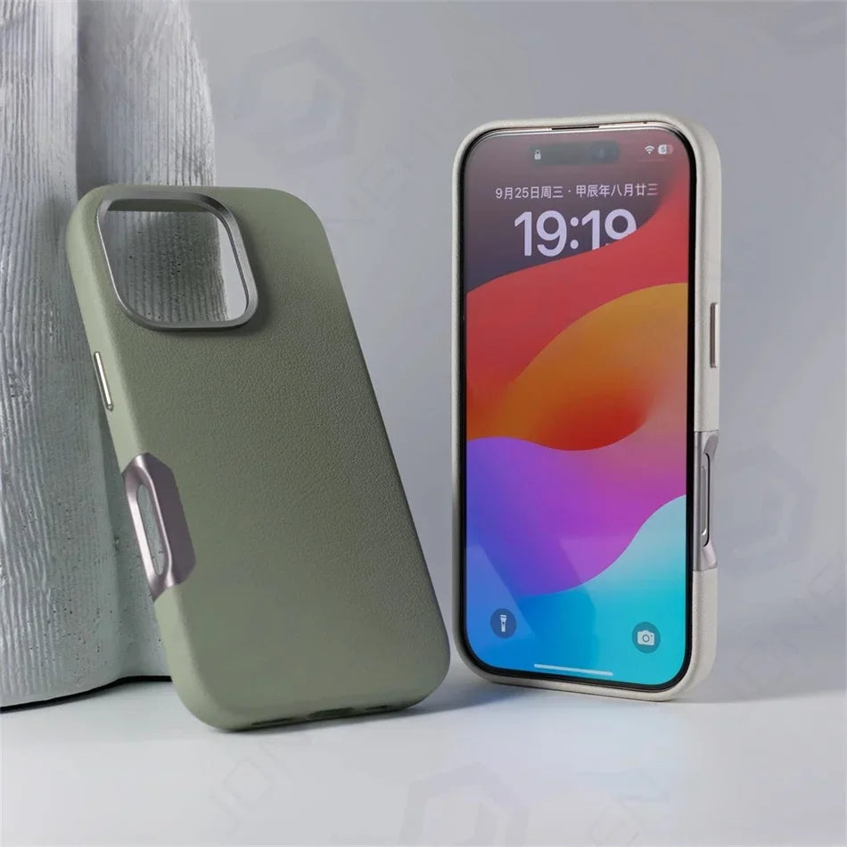 MagSafe Leather Alloy Camera iPhone Case