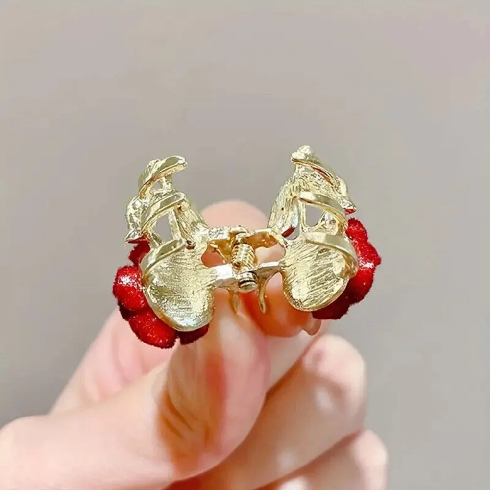 Mini Rhinestone Velvet Rose Hair Claw