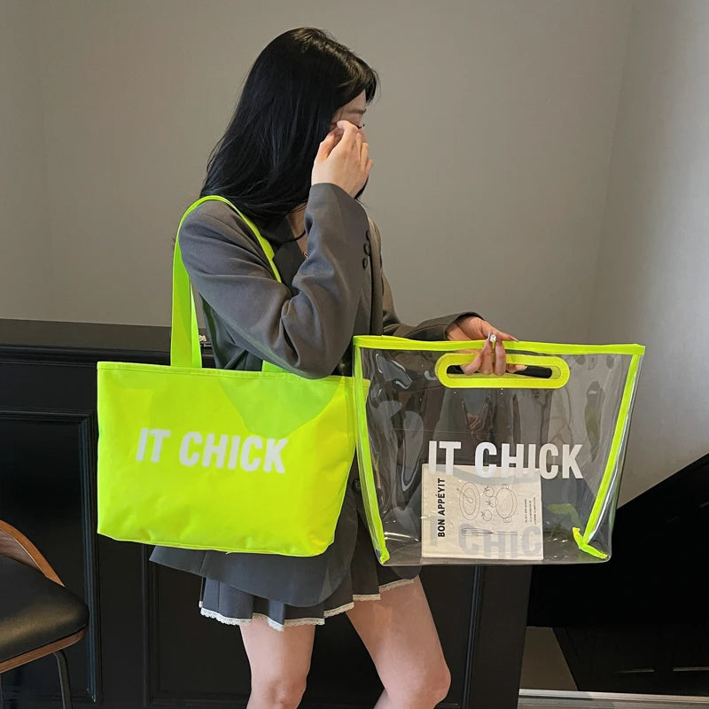 Preppy Transparent Jelly Tote Bag