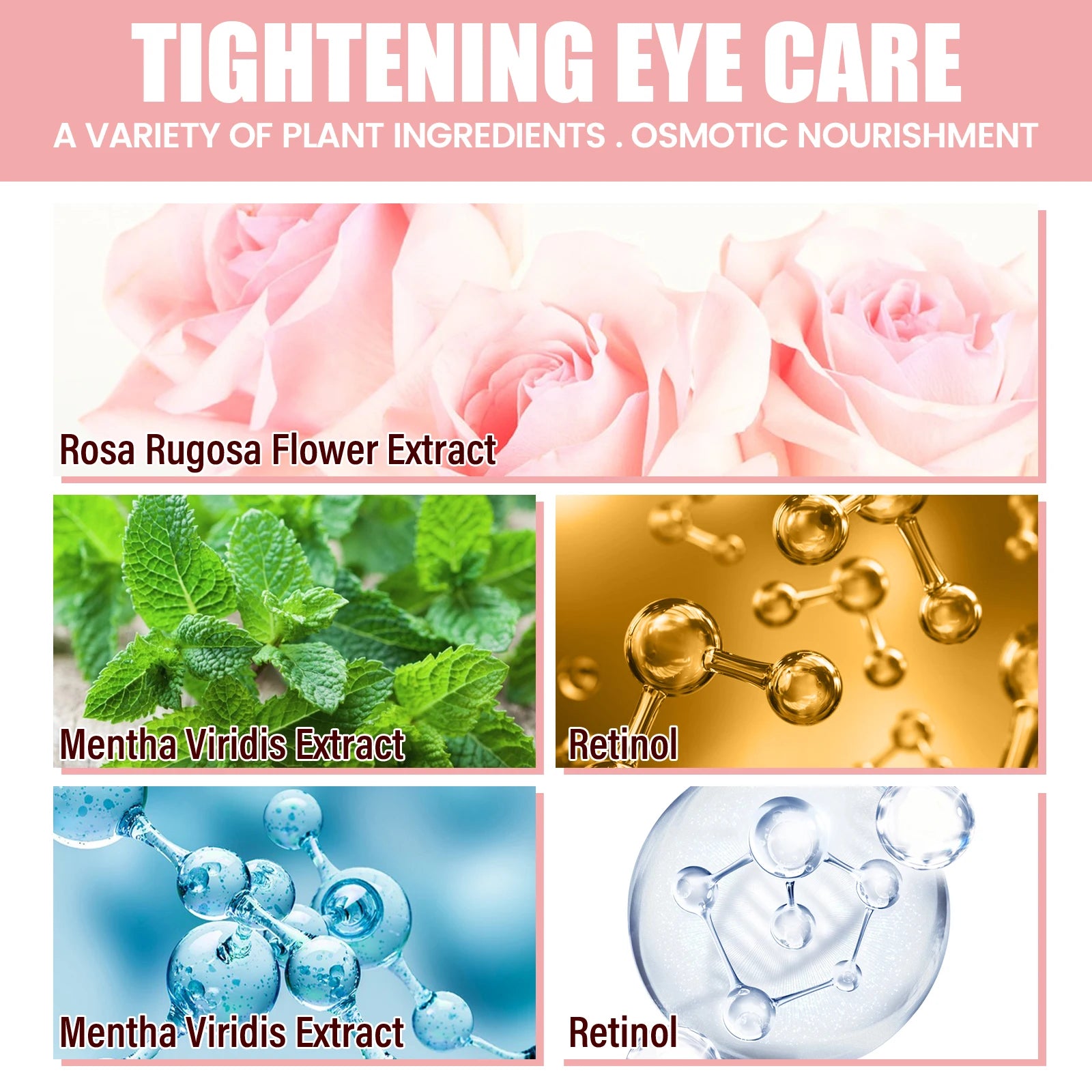 OUHOE 60pcs Rose Firming Eye Mask