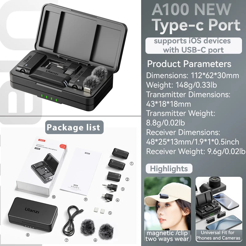 Ulanzi A100 Wireless Lavalier Mic