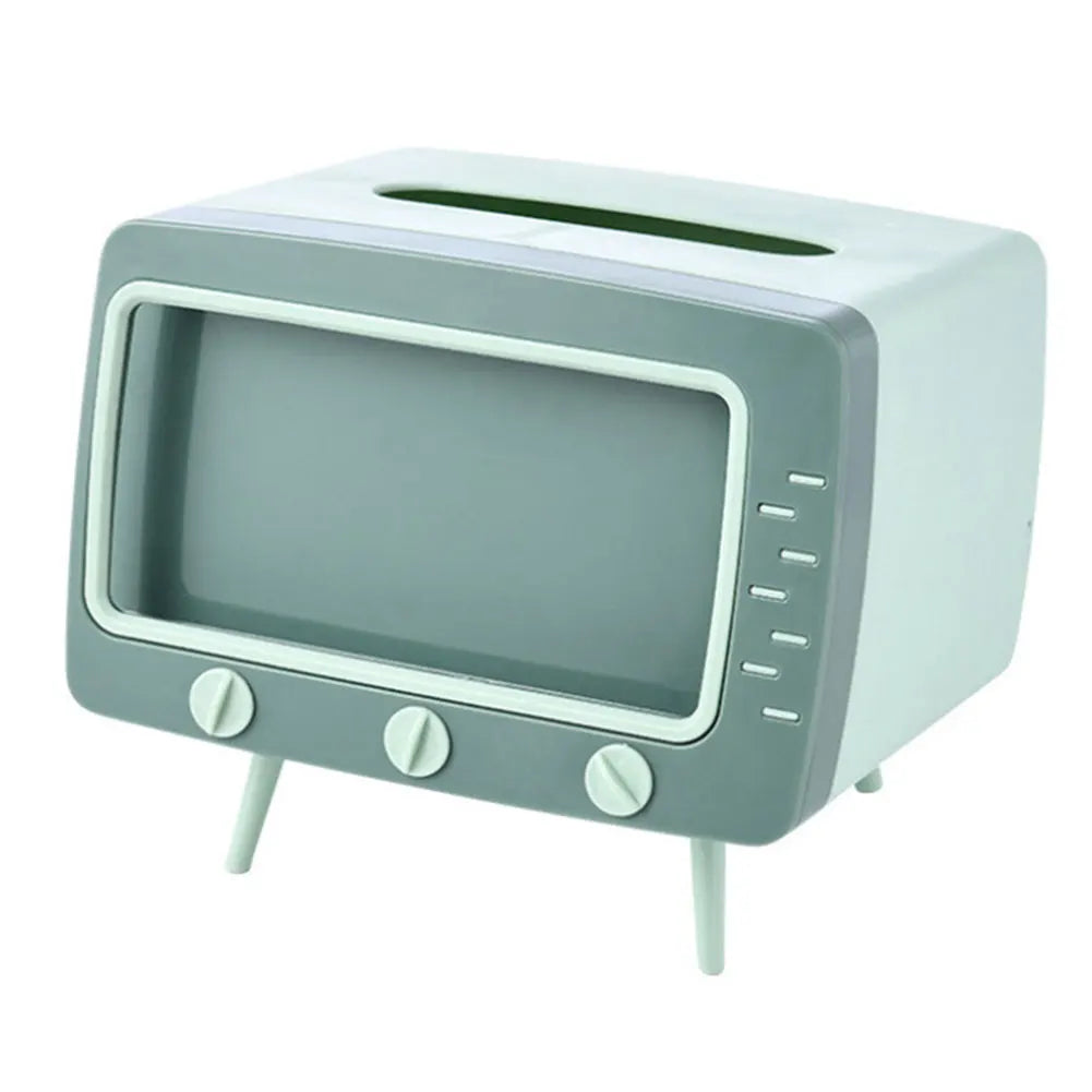 TV Tissue Box with Phone Stand Slot