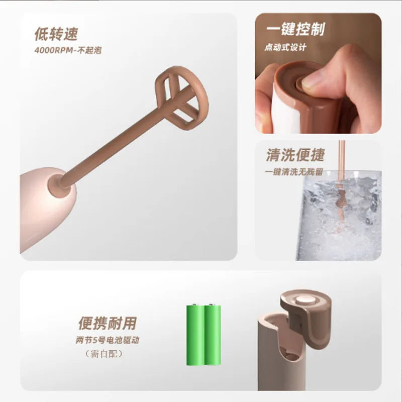 Mini Battery-Powered Milk Frother Whisk