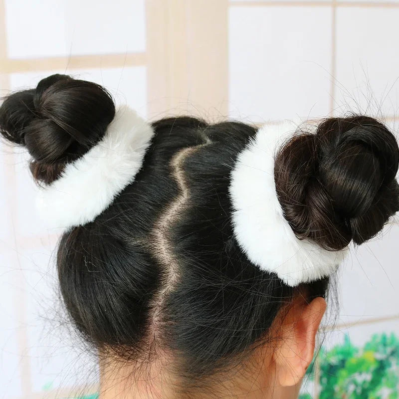 2Pcs Baby Girls Plush Elastic Hair Bands