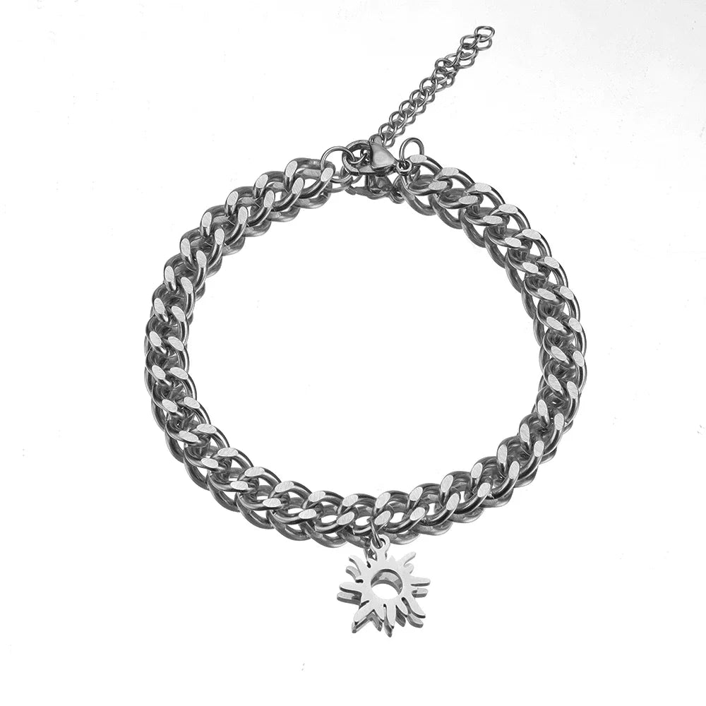 2pcs Sun Moon Couple Cuban Bracelets