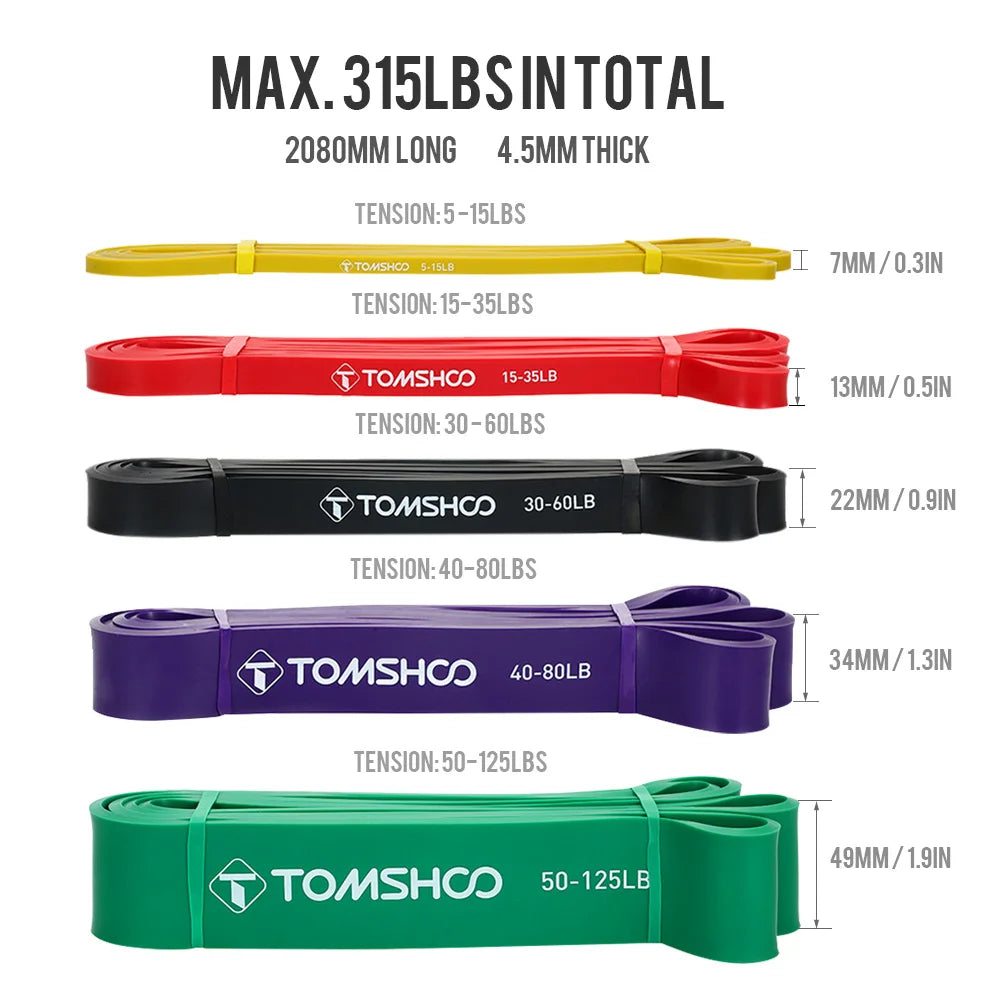 5-Pack Pull-Up Assist Bands Set
