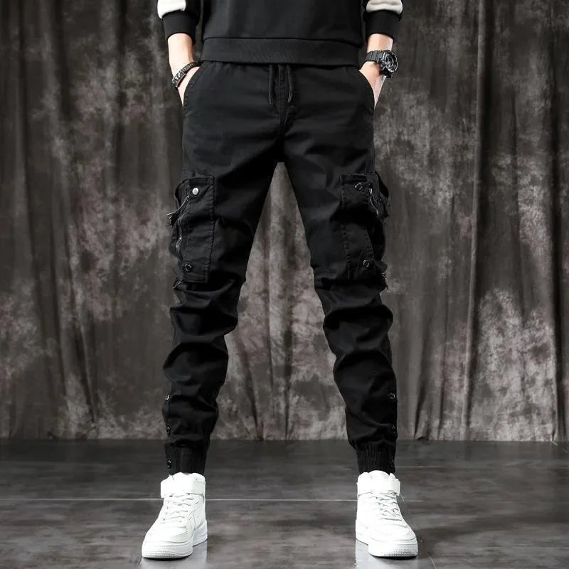 Slim Fit Cargohose für Herren – Schwarz