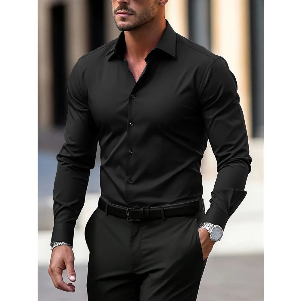 FGKKS Men’s Casual Solid Long Sleeve Shirt