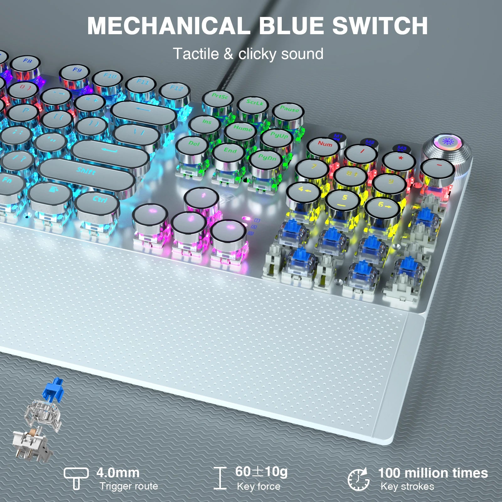 F2088 RGB Round Key Gaming Keyboard 104
