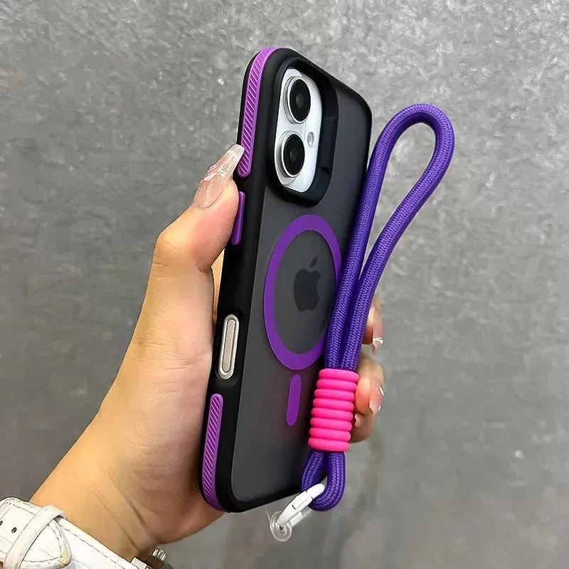 Luxury MagSafe Matte Case with Lanyard