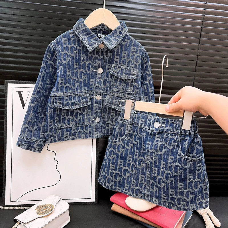 Baby Girl Denim Jacket Skirt Set
