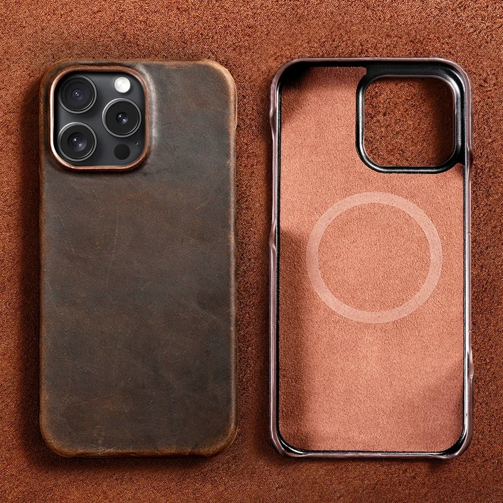 Retro Luxury Cowhide MagSafe iPhone Case
