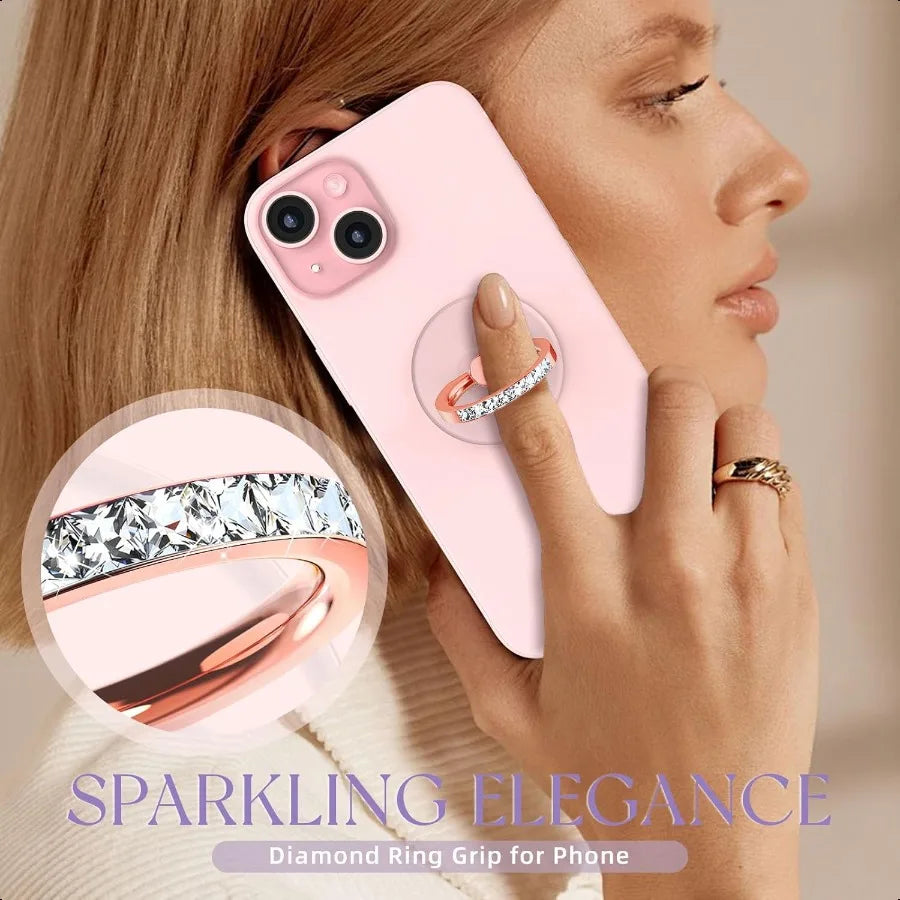Clear Diamond Phone Ring Holder Set