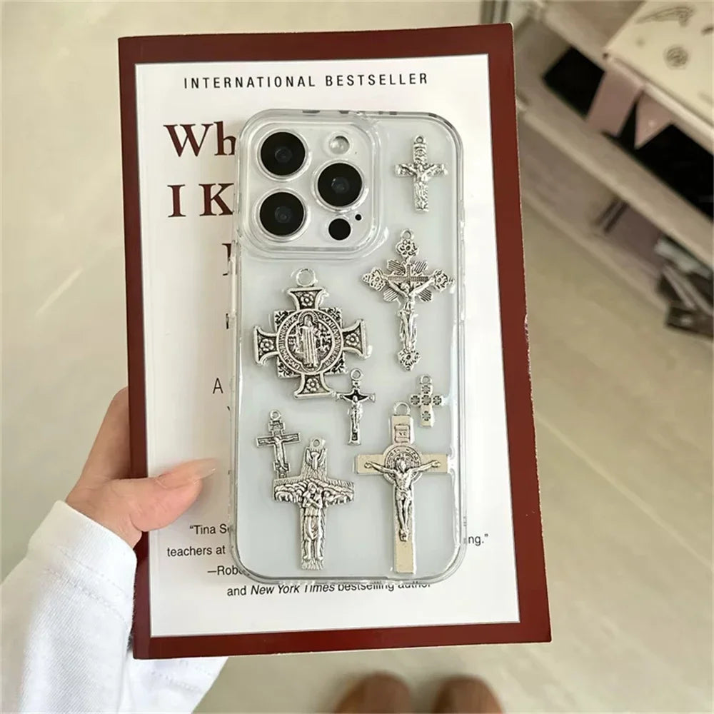 Retro Gothic 3D Metal Cross iPhone Case