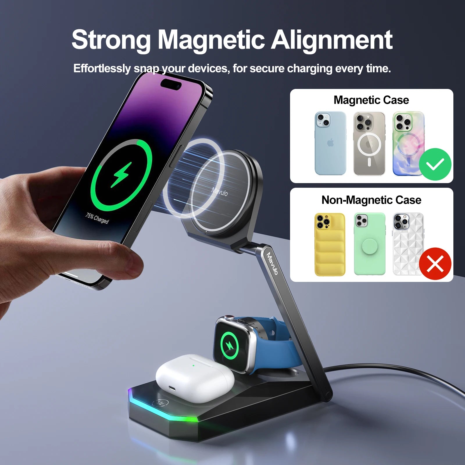 Foldable 3-in-1 Wireless Charger Stand