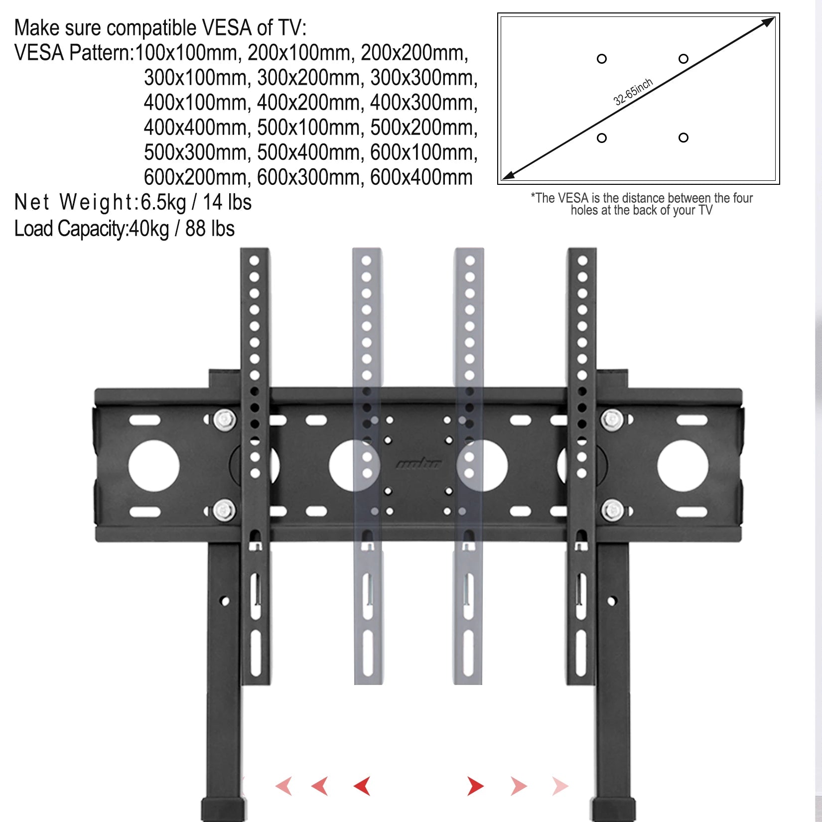 Tall Adjustable TV Floor Stand 32–65"