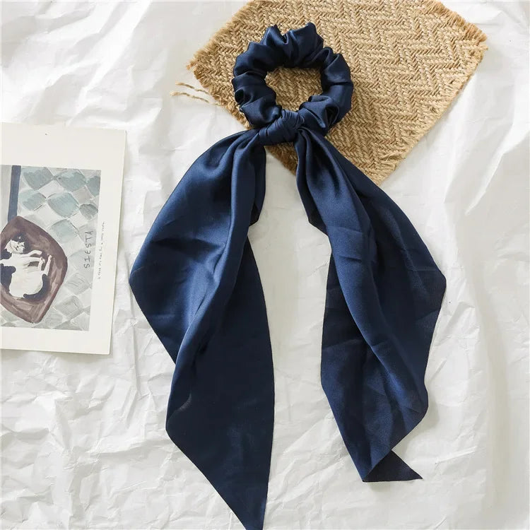 Sweet Long Ribbon Satin Bow Scrunchies