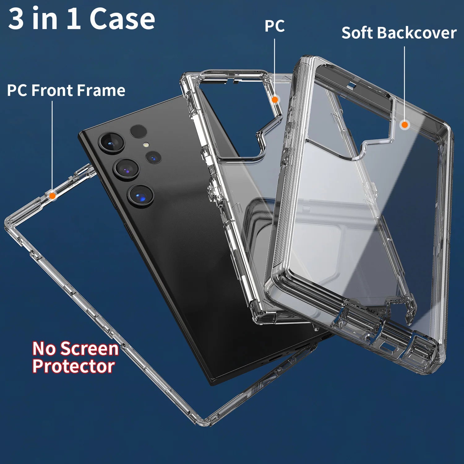 Hybrid Rugged Clear Samsung S23 Case