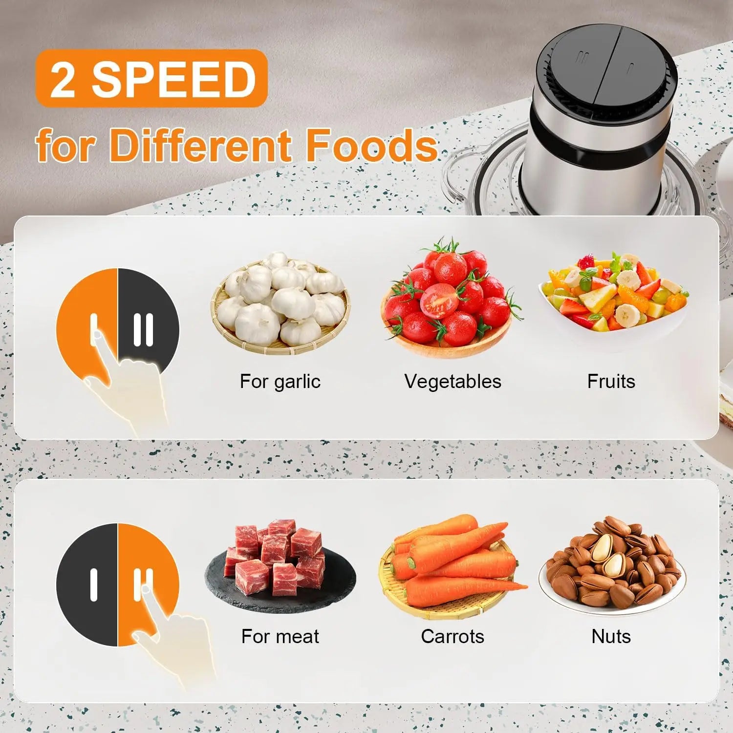 500W 2-Speed Electric Food Processor