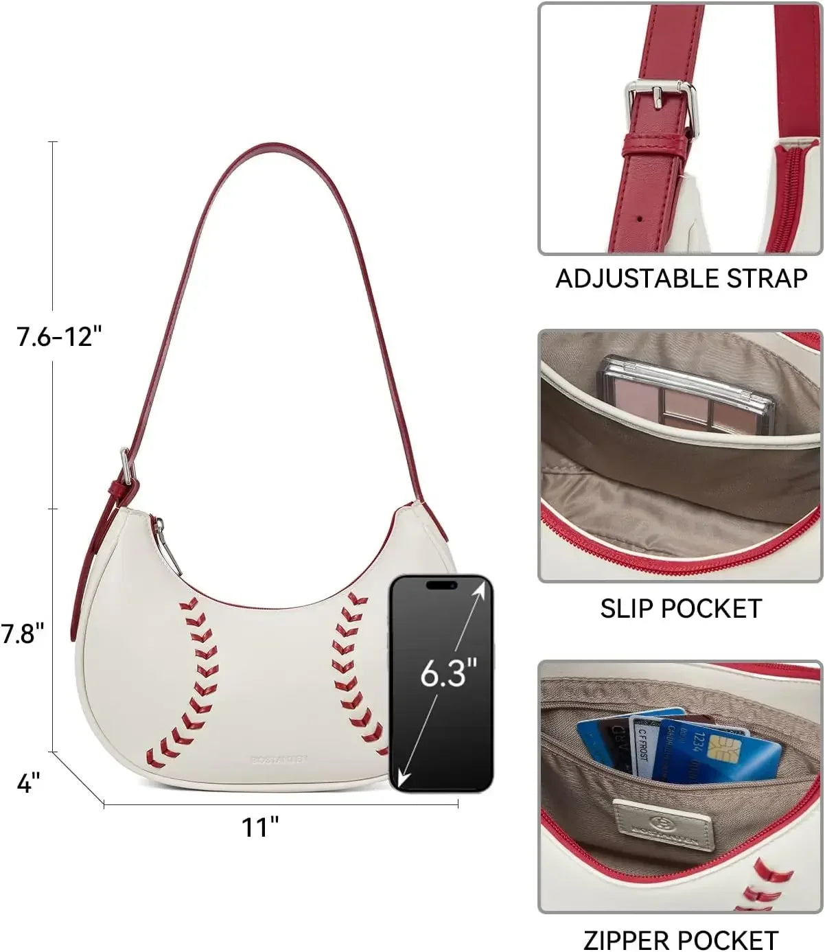 BOSTANTEN Vegan Leather Baseball Hobo