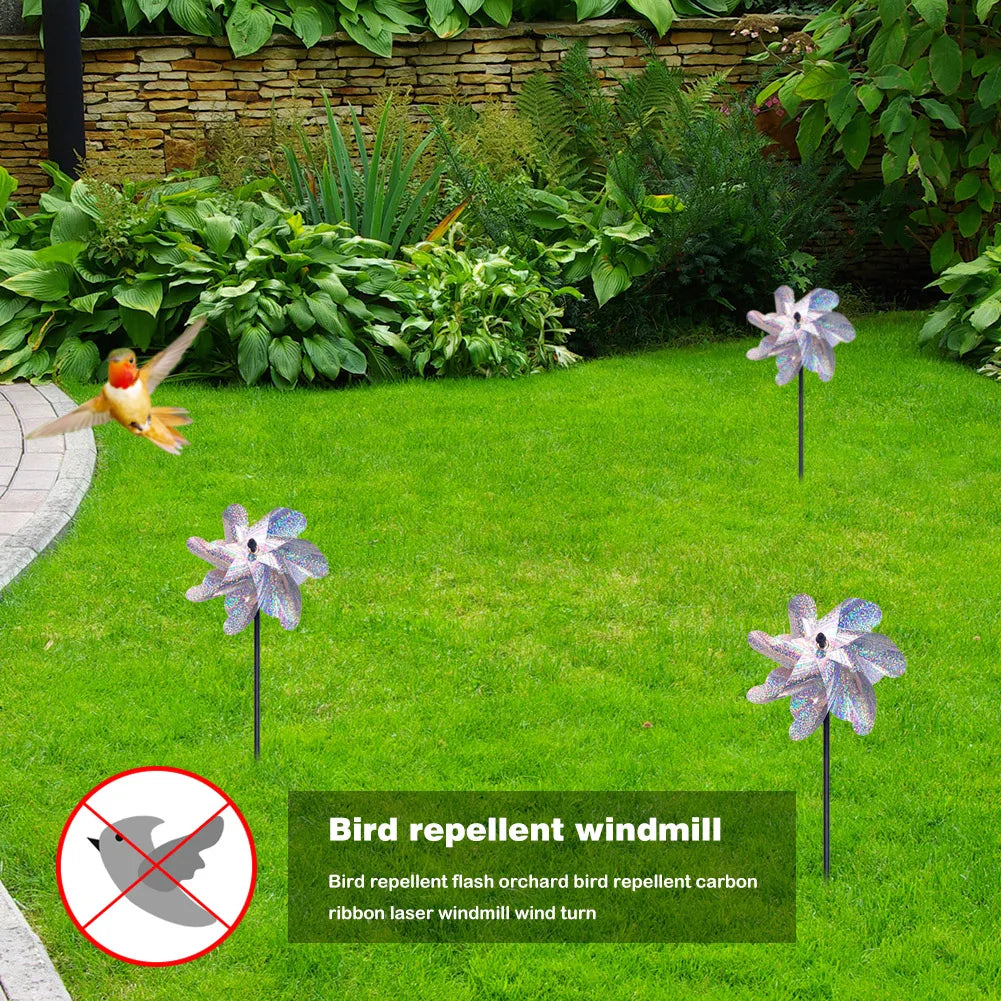 Silberne Anti-Vogel-Reflex-Windmühle 