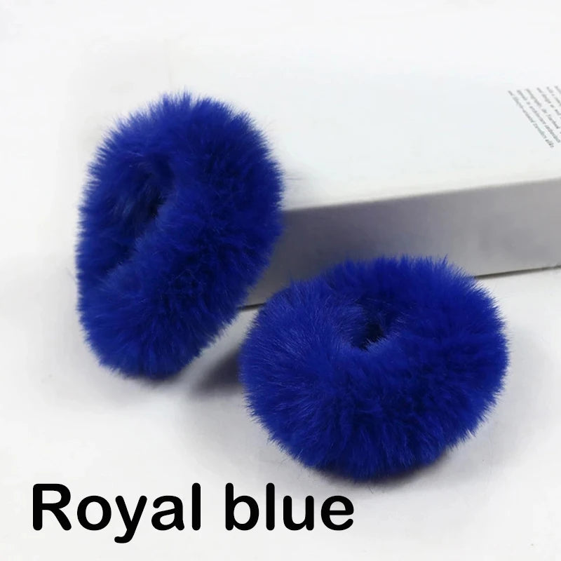 2Pcs Baby Girls Plush Elastic Hair Bands