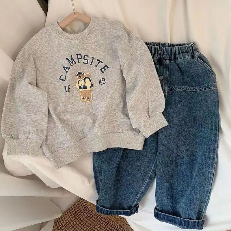 Bear Print Boys Sweatshirt – Autumn