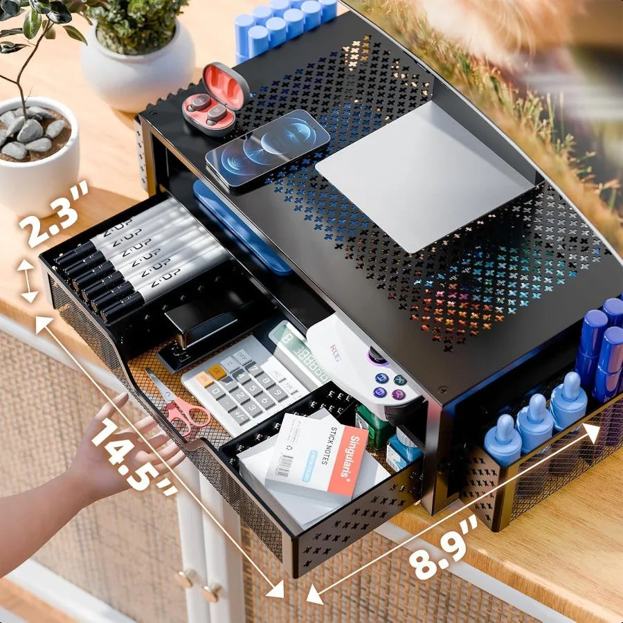 2-Tier Metal Monitor Stand Organizer