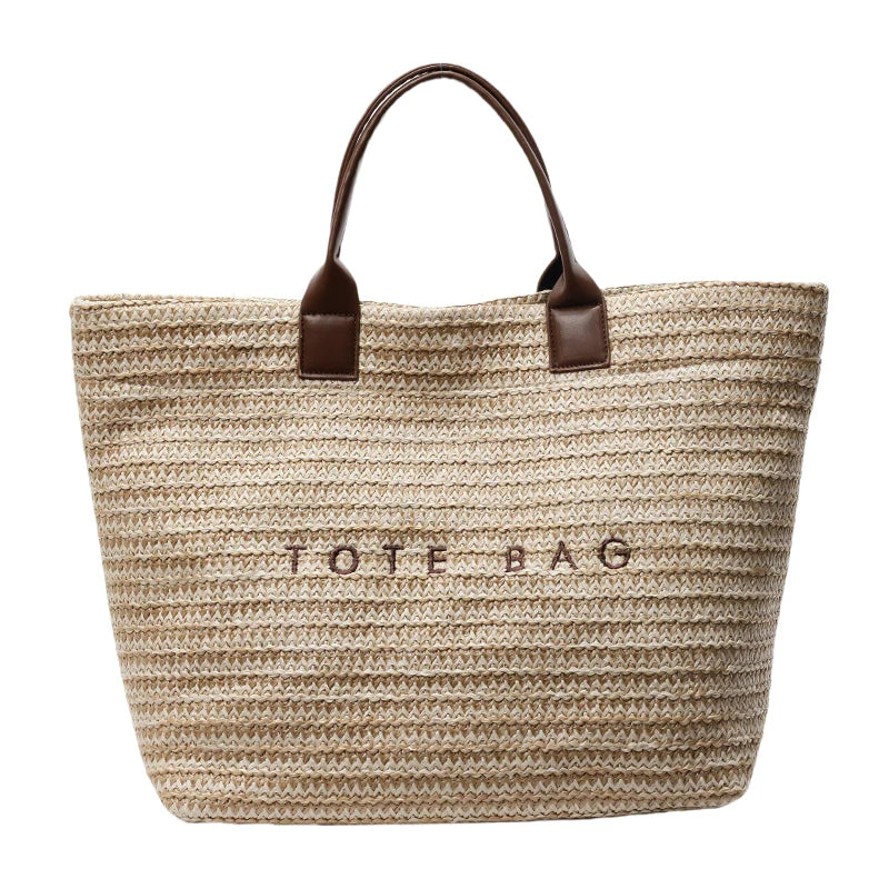 Knit Flower Rattan Straw Shoulder Bag