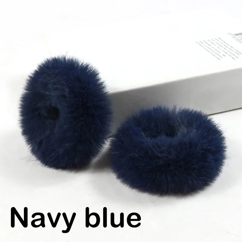2Pcs Baby Girls Plush Elastic Hair Bands