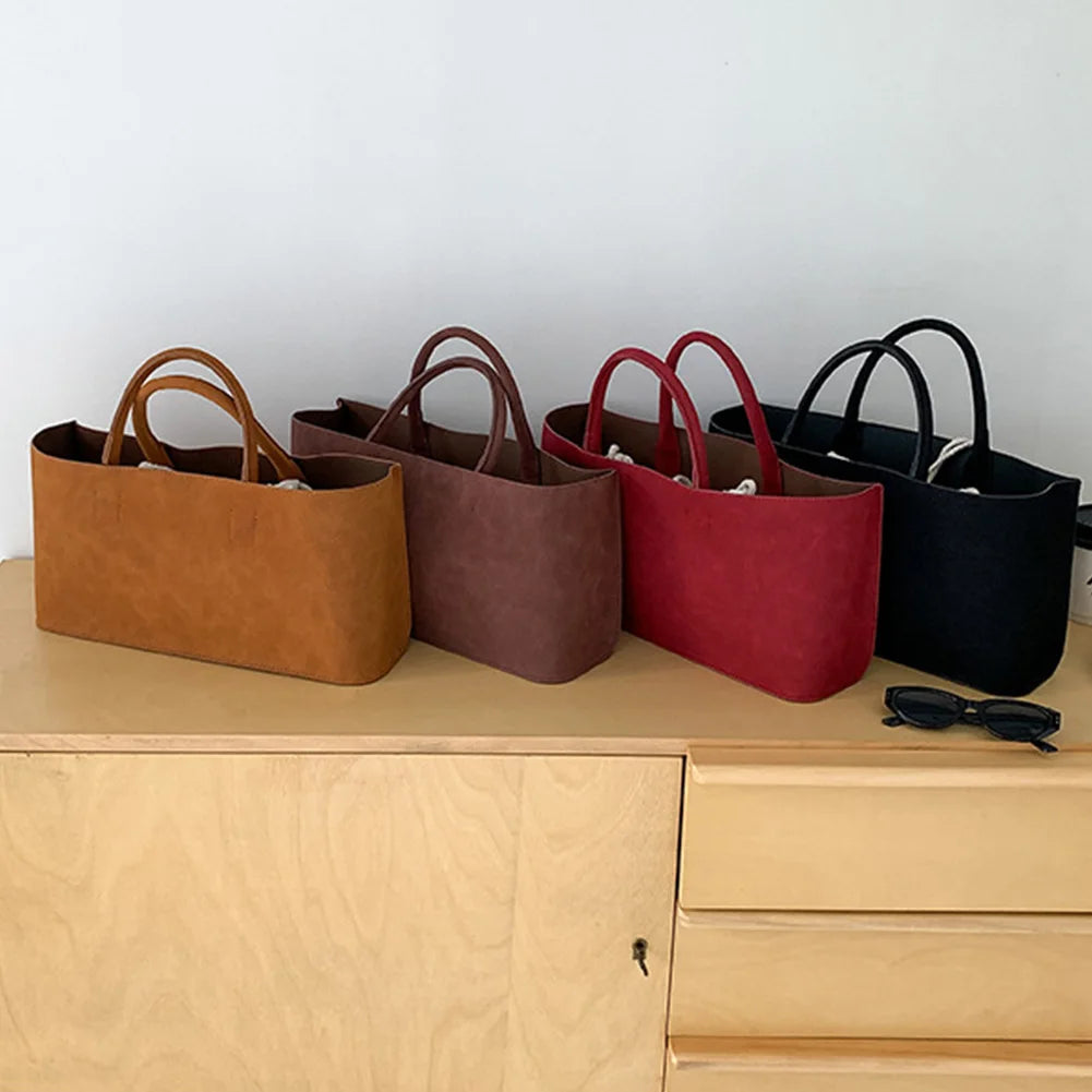 Multi-Pocket Suede Shoulder Handbag
