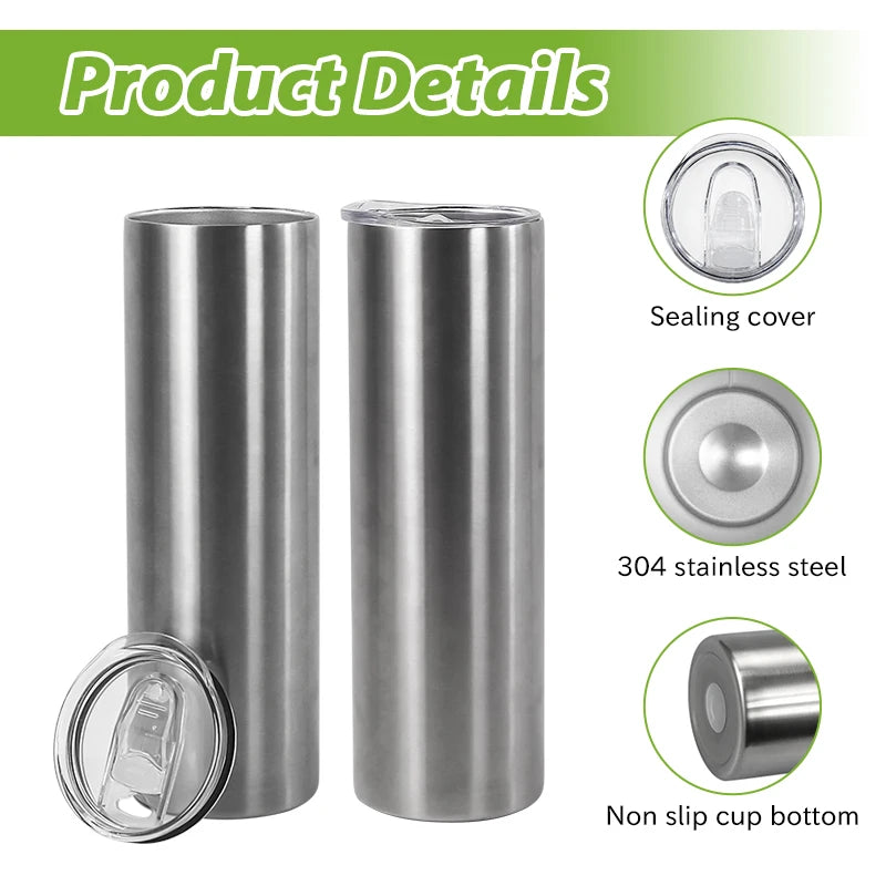 25pcs 20oz Silver Skinny Sublimation Tumblers