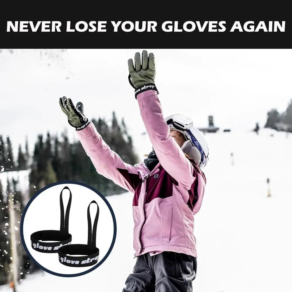 4 Pcs Black Ski Glove Wrist Strap Set