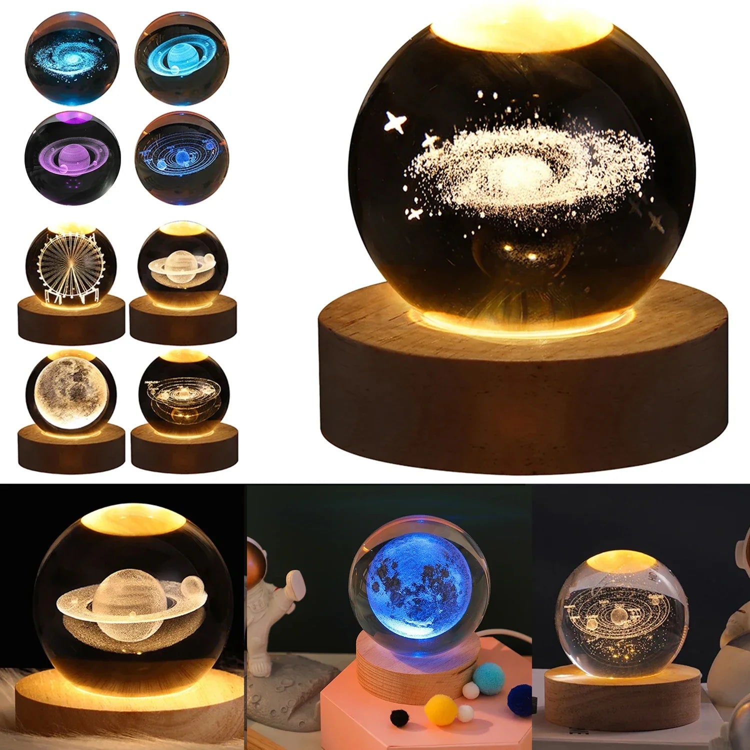 USB Crystal Ball Galaxy Table Lamp