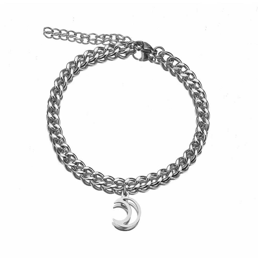 2pcs Sun Moon Couple Cuban Bracelets