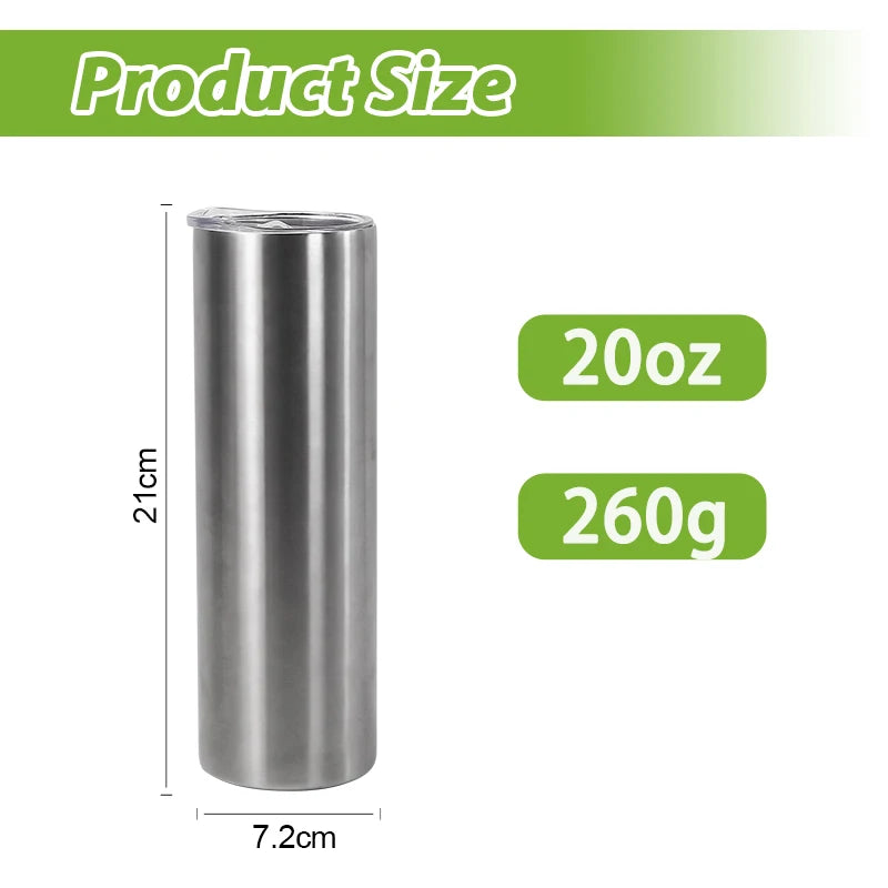 25pcs 20oz Silver Skinny Sublimation Tumblers