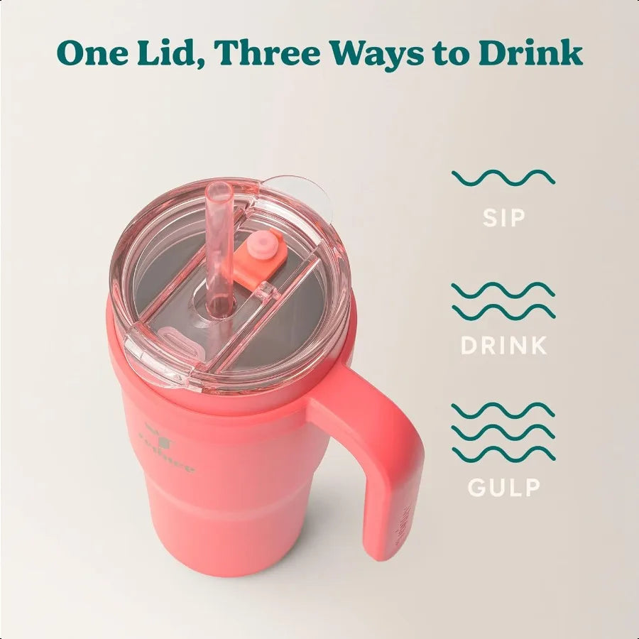 24oz Insulated Tumbler with Handle & Straw