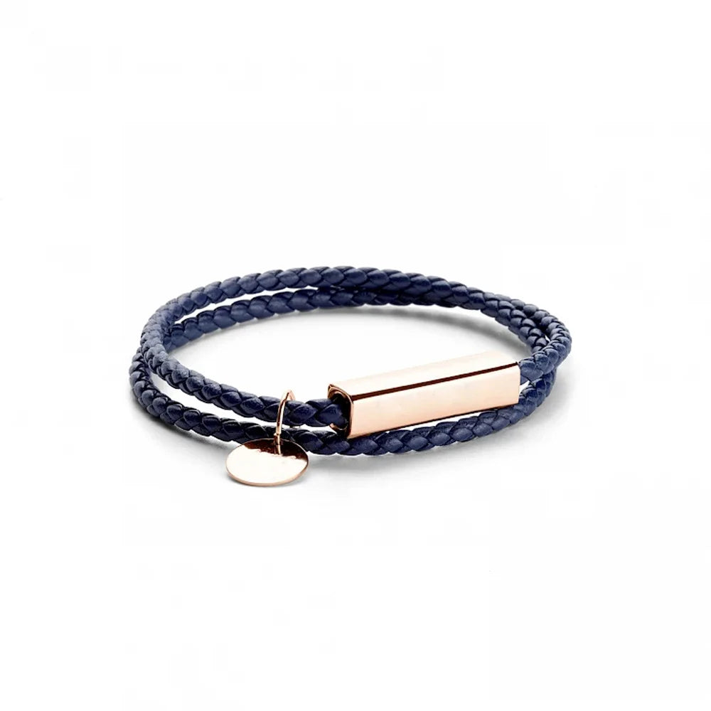 Engraved Heart Magnetic Leather Bangle