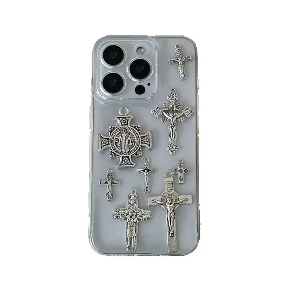 Retro Gothic 3D Metal Cross iPhone Case