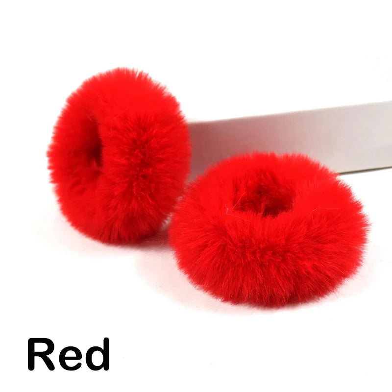 2Pcs Baby Girls Plush Elastic Hair Bands