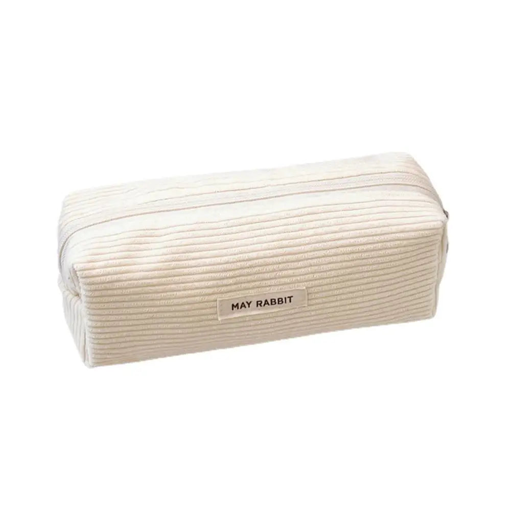 Corduroy Zipper Pencil Case Large Pouch