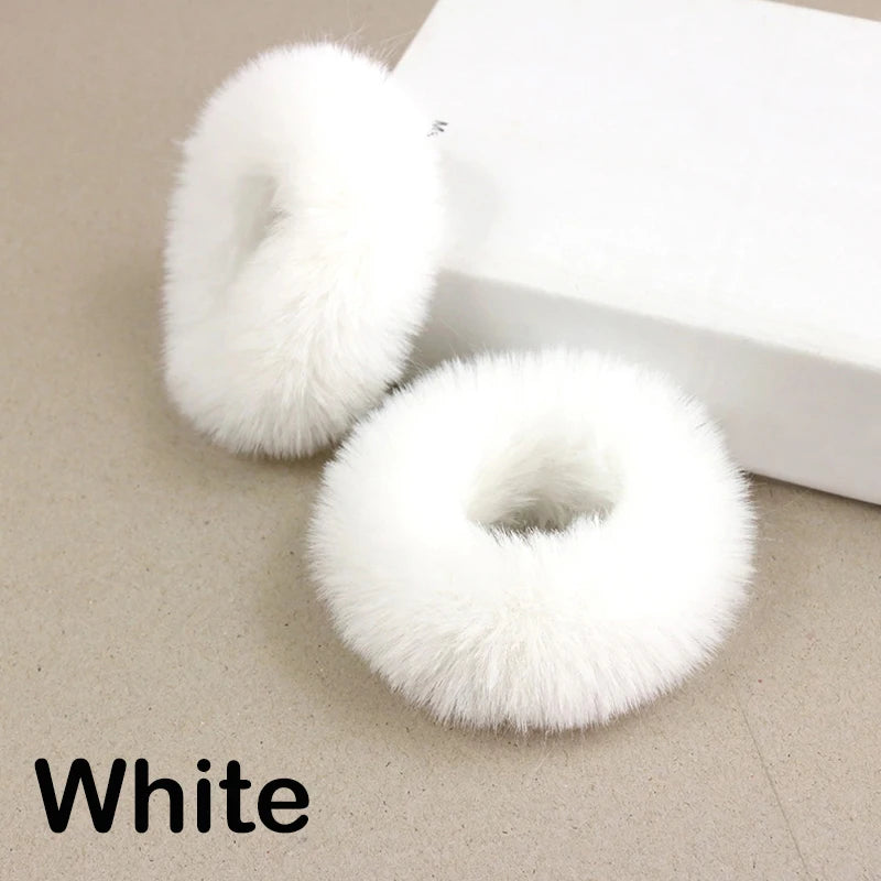 2Pcs Baby Girls Plush Elastic Hair Bands