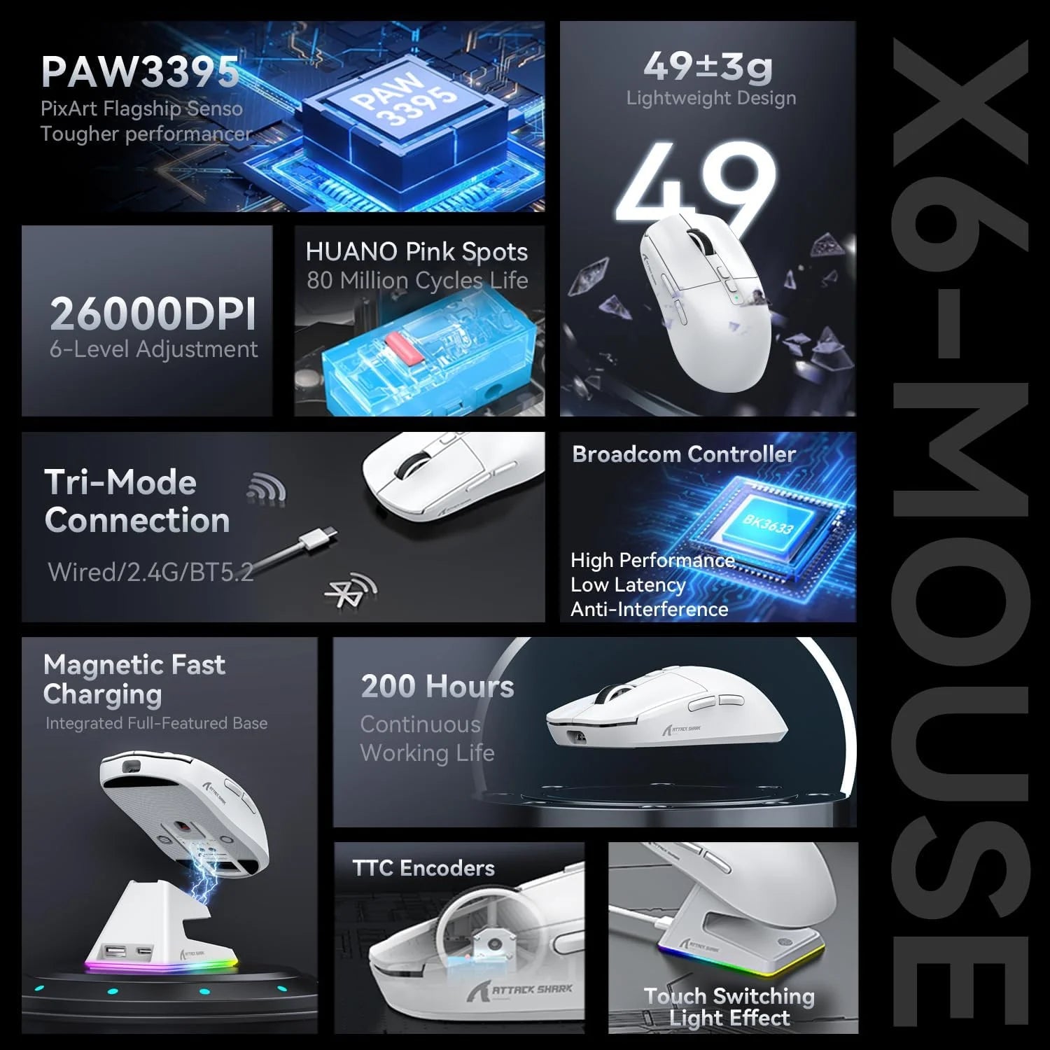 Shark X6 Superlight Mouse 49g