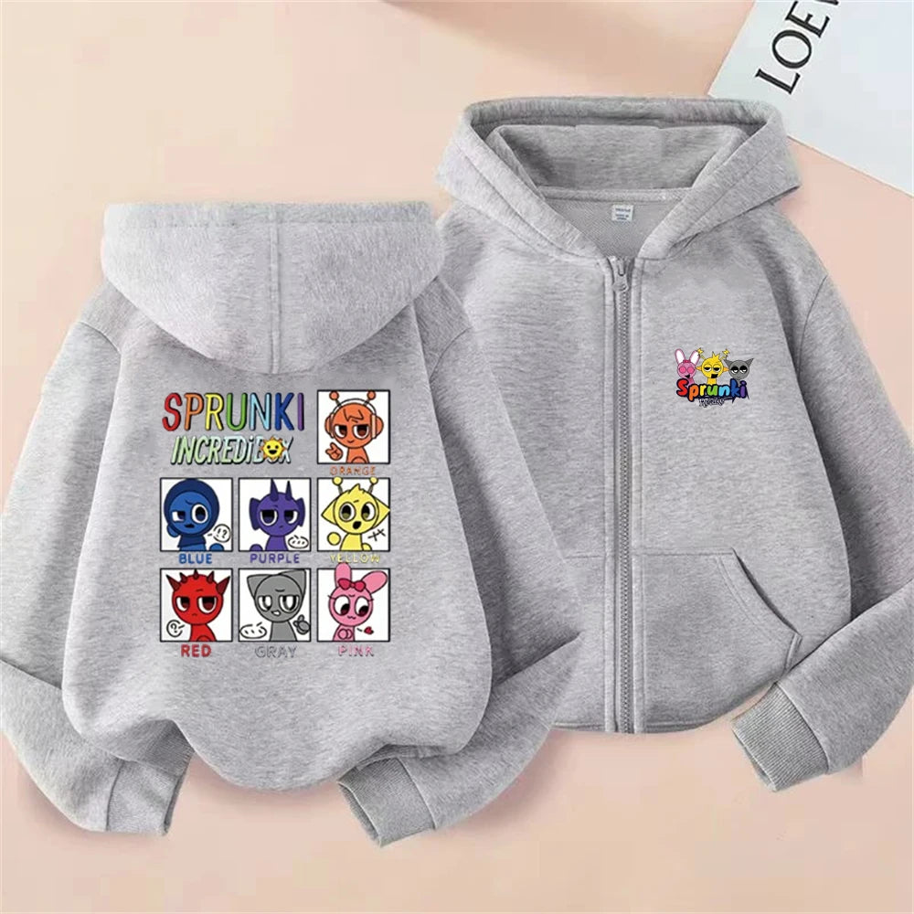 Sprunki Incredibox Kids Zipper Hoodie